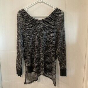 Democracy Women's Loose Knit Lined Sweater / Top Size (M) Grey / Black